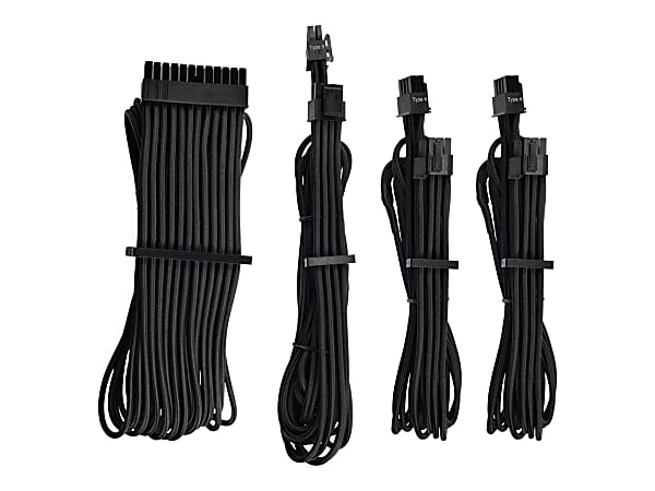 Corsair Premium Individually Sleeved PSU Cables Starter Kit Type 4 Gen 4 - Black - For Power Supply - Black - 4/Pack