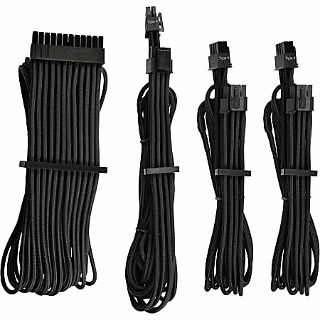 Corsair Premium Individually Sleeved PSU Cables Starter Kit Type 4 Gen 4 - Black - For Power Supply - Black - 4