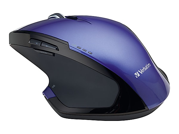 Verbatim® Wireless USB Desktop 8-Button Deluxe Blue LED Mouse, Purple