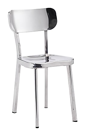 Zuo Modern Winter Dining Chairs, Polished Stainless Steel, Set Of 2 Chairs
