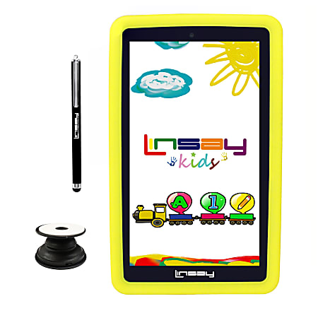 Linsay F7 Tablet, 7" Screen, 2GB Memory, 64GB Storage, Android 13, Kids Yellow