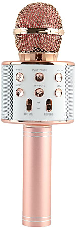 Quest iJoy Open Mic Karaoke Microphone With Echo And Volume Control, 8.86"H x 2.76"W x 2.76"D, Rose Gold