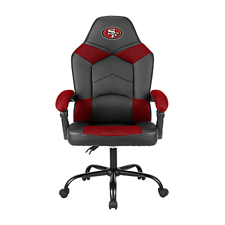 Imperial Adjustable Oversized Vinyl High-Back Office Task Chair, NFL San Francisco 49ers, Black/Red