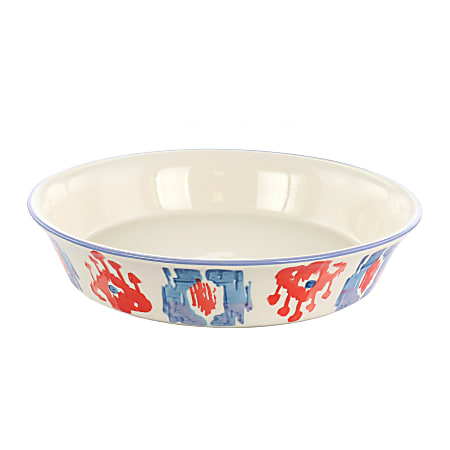 Spice By Tia Mowry Sweet Basil 1.5-Quart Round Stoneware Pie Dish, Red/Blue