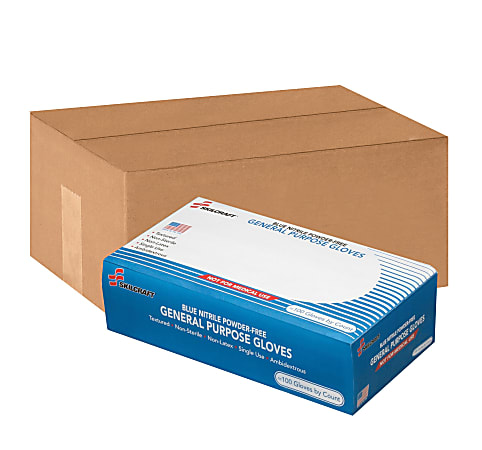 SKILCRAFT® Disposable Nitrile General Purpose Gloves, Medium, Blue, 50 Gloves Per Pack, Box Of 10 Packs