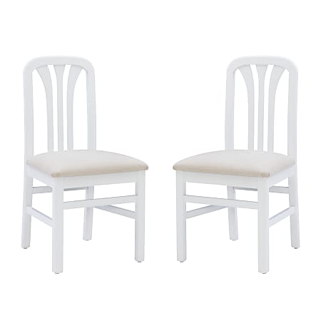 Linon Gilliam Upholstered Side Chairs, White/White, Set Of 2 Chairs