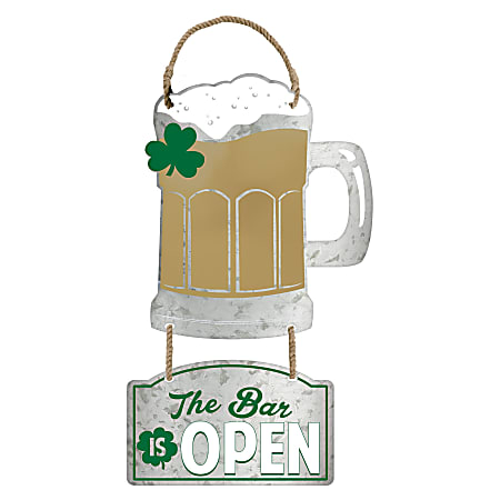 Amscan 242555 St. Patrick's Day Bar Signs, 7-3/4" x 14", Silver, Pack Of 3 Signs
