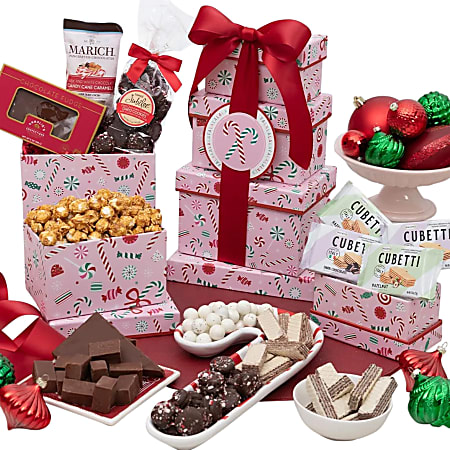 Gourmet Gift Baskets Holiday Tower Sweet Treats Gift Basket Set, Set Of 6 Pieces