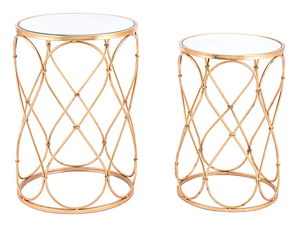 Zuo Modern Twist End Tables, Round, Gold, Set Of 2 Tables