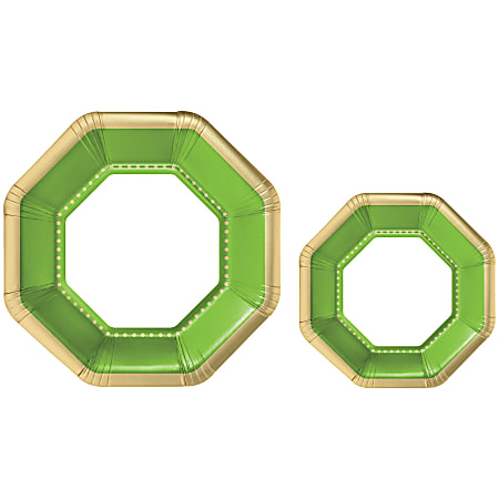Amscan Octagonal Premium Plates, Kiwi Green, 20 Plates Per Pack, Case Of 2 Packs
