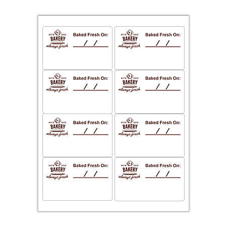 Custom 1-Color Laser Sheet Labels And Stickers, 2-1/2" x 4" Rectangle, 8 Labels Per Sheet, Box Of 100 Sheets