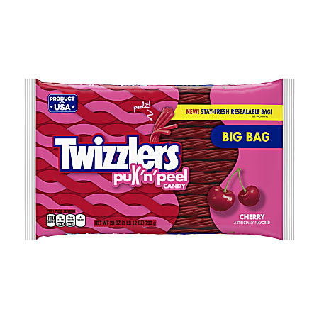 Twizzlers Pull 'n' Peel, Cherry, 28-Oz Bags, Pack Of 2 Bags