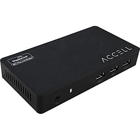 Accell USB 3.0 Full Function Docking Station - Gigabit Ethernet and 3.5mm Audio/Microphone - for Monitor - USB 3.0 - 3 x USB Ports - 3 x USB 3.0 - Network (RJ-45) - HDMI - DisplayPort - Audio Line Out - Microphone - Wired