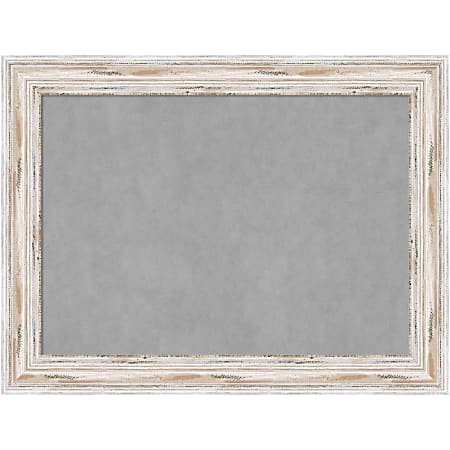Amanti Art Magnetic Bulletin Board, Aluminum/Steel, 33" x 25", Alexandria White Wash Wood Frame
