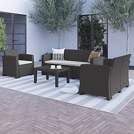 Dark grey wicker patio furniture best sale