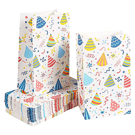Paper Goody Bags For Kids - 36 Pack Party Favor Bags For Birthday Party Goodies, Classroom Party Treats, Recyclable Paper Treat Bags, 5.1 X 8.75 X 3.25 Inches