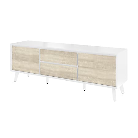 Bestar Adara TV Stand For 55" TVs, 21-3/4"H x 63"W x 15-13/16"D, UV White/Mountain Ash Gray