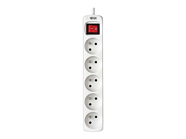 Eaton Tripp Lite Series 5-Outlet Power Strip - French Type E Outlets, 220-250V AC, 16A, 1.5 m Cord, Type E Plug, White - PS5F15