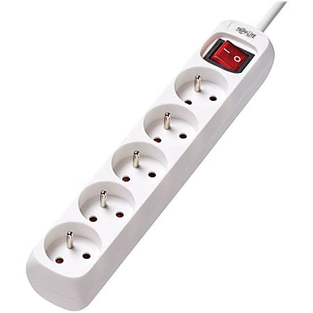Eaton Tripp Lite Series 5-Outlet Power Strip - French Type E Outlets, 220-250V AC, 16A, 1.5 m Cord, Type E Plug, White - PS5F15
