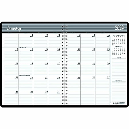 House of Doolittle Monthly Calendar 2-Year Planner, 6-7/8" x 8-3/4", Black, January to December