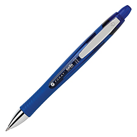 FORAY® Gel Ink Roller Pens, Blue Ink, Conical Point, 0.7 mm, Blue Barrels, Pack Of 6