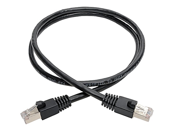 Tripp Lite Cat6a Snagless Shielded STP Patch Cable 10G, PoE, Black M/M 3ft - 1 x RJ-45 Male Network - 1 x RJ-45 Male Network - Shielding - Black