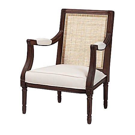 bali & pari Garridan Traditional French Fabric/Wood Accent Chair, Beige/Dark Brown