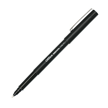 Office Depot® Brand Rollerball Pens, Fine Point, 0.7 mm, Black Barrel, Black Ink, Pack Of 12
