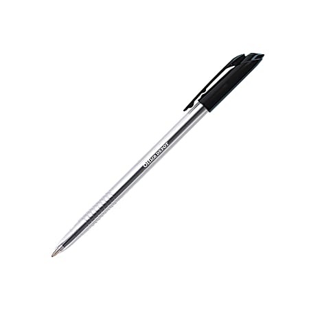 Office Depot® Brand Crystal Stick Ballpoint Pens, 1.0 mm, Medium Point, Clear Barrel, Black Ink, Pack Of 12