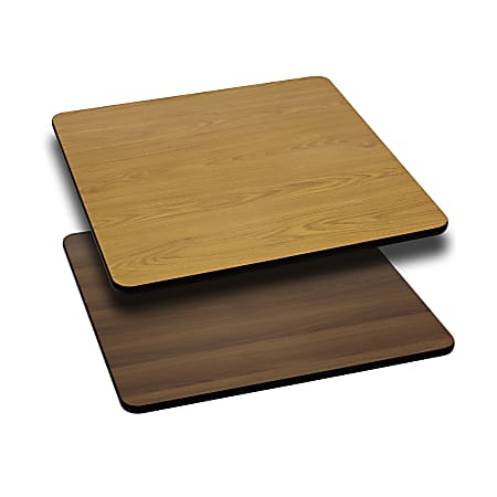 Flash Furniture Square Table Top With Reversible Laminate Top, 24", Natural/Walnut