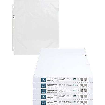 Business Source Top-Loading Poly Sheet Protectors - For Letter 8 1/2" x 11" Sheet - 3 x Holes - Ring Binder - Top Loading - Rectangular - Clear - Polypropylene - 500 / Carton