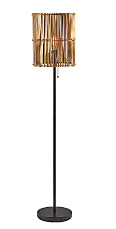 Adesso® Cabana Floor Lamp, 58"H, Natural Rattan Shade/Dark Bronze Base