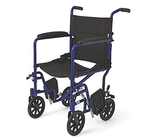 Medline Aluminum Transport Chair, 8" Wheels, Blue