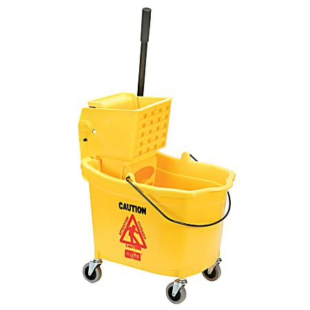 SKILCRAFT® Wet Mop/Bucked And Wringer Combo, 15 1/4" x 21" x 36 1/2", Yellow