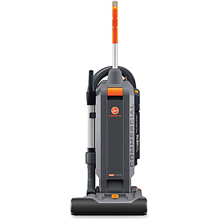 Hoover HushTone 15Plus Upright Vacuum - 1200 W Motor - 1.13 gal - Bagged - Brushroll, Filter, Hose, Nozzle, Wand - 15" Cleaning Width - 40 ft Cable Length - 96" Hose Length - HEPA - 1137 gal/min - 12 V DC - 10 A - 69 dB Noise - Gray