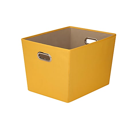 Honey-Can-Do Large Decorative Storage Bin With Handles, 18 3/4"L x 14 3/8"W x 12 5/8"H, Yellow