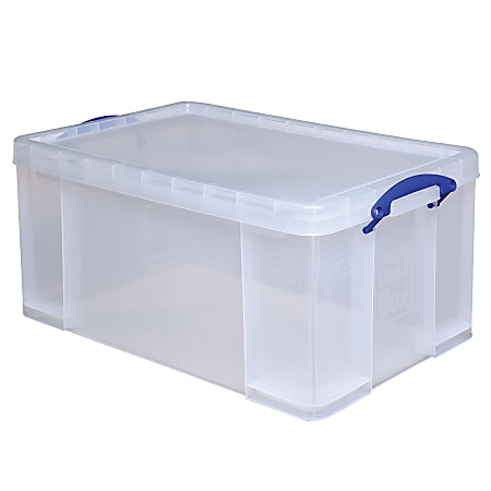 Really Useful Box® Plastic Storage Container With Handles/Latch Lid, 28 x  17 5/16 x 12 1/4, Clear