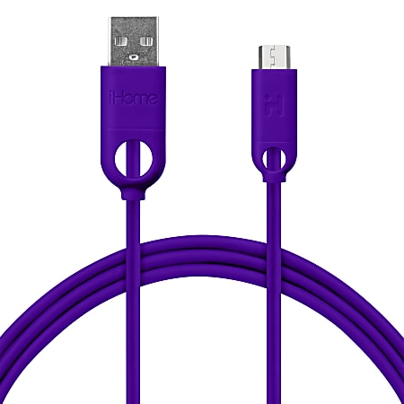 iHome Rainbow Dual-SR TPE Micro-USB Cable, 6', Purple, IH-CT2073U-P2