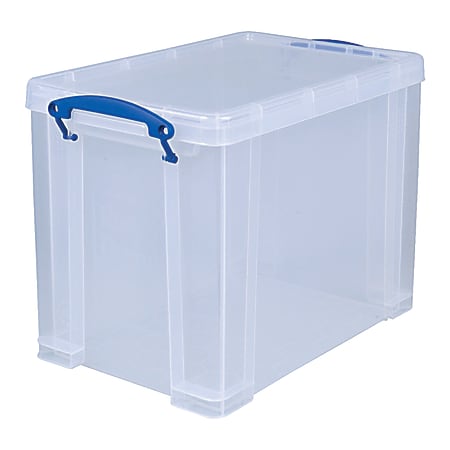 Really Useful Box Plastic Storage Container With Built In Handles And Snap  Lid 32 Liters 95percent Recycled 19 x 14 x 12 Black - Office Depot