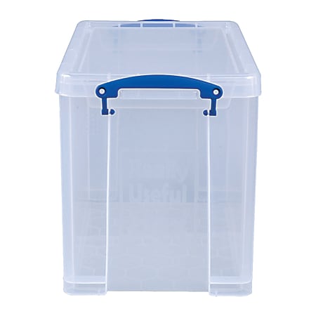 Really Useful Box Plastic Storage Container With HandlesLatch Lid 28 x 17  516 x 12 14 Clear - Office Depot