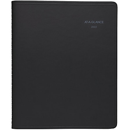 AT-A-GLANCE® QuickNotes Weekly/Monthly Planner, 8" x 10", Black, January To December 2022, 760105