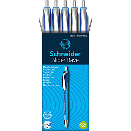 Schneider Slider Rave XB Ballpoint Pen - Extra Broad - 1.4 mm Pen Point Size - Refillable - Retractable - Blue Ink - Rubberized Barrel - Stainless Steel Tip - 1 Each