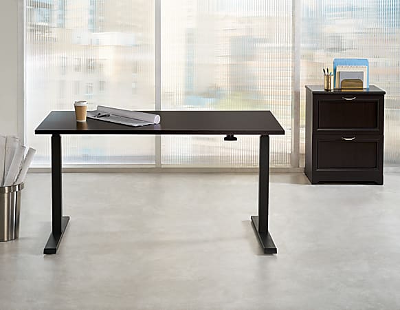 Realspace® Magellan Pneumatic Height-Adjustable Standing Desk, 60"W, Espresso