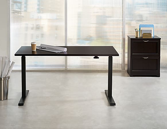 Realspace Magellan 60 W Pneumatic Height Adjustable Standing Desk Espresso ODP Business Solutions
