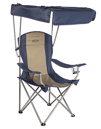 Kamp-Rite Chair With Shade Canopy, Tan/Blue