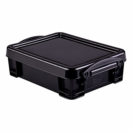 Really Useful Box® Plastic Storage Box, 1.75 Liters, 2 3/4"H x 7 1/16"W x 9 7/16"D, 100% Recycled, Black