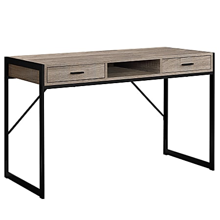 Monarch Specialties Computer Desk With Drawers, Dark Taupe/Black