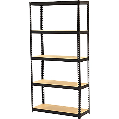 Lorell Narrow Steel Shelving, 60"H x 30"W x 12"D, Recycled, Black, Steel, 1Each