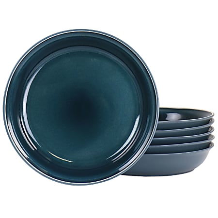 Martha Stewart Speckle-Glazed 6-Piece Dinner Bowl Set, 9-5/16", Blue