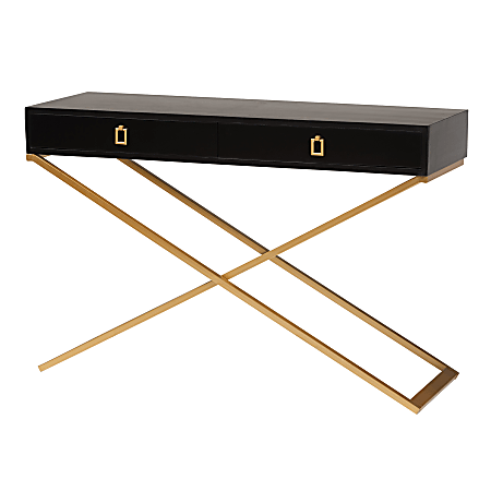 Baxton Studio Madan Modern And Contemporary Console Table, 29-1/2”H x 47-1/4”W x 15-3/4”D, Black/Gold